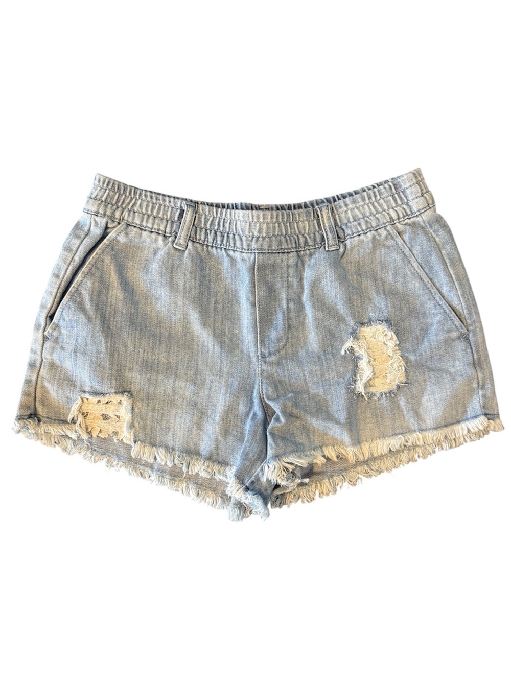 Aerie Elastic Waistband Jean Shorts with Lace Detail